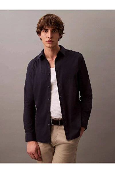 Calvin Klein LS SOLID STRETCH SLIM SHIRT Erkek MAVİ Gömlek LV04LB145G-CEF