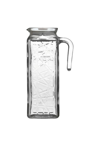 Herum Recipient pentru servire băuturi cu model geometric, capac și mâner, transparent, 1,2 l