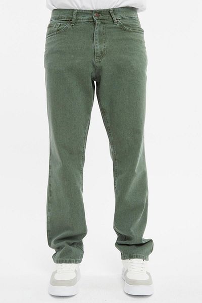 CEDY DENIM Υψηλής ποιότητας φαρδύ τζιν μάρκας Leon - Ψηλόμεση, χαλαρή εφαρμογή C352-χακί