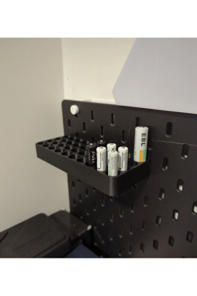 Mizaku Aa Aaa Pil Düzenleyici Skadis Pegboard Uyumlu Raf (Siyah)