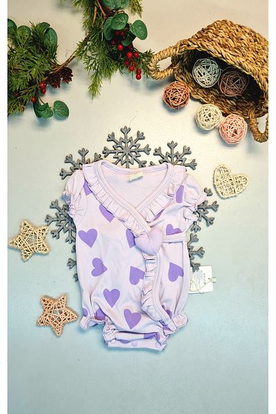 CemBebe Girl baby wrap closure heart snap stylish festive romper
