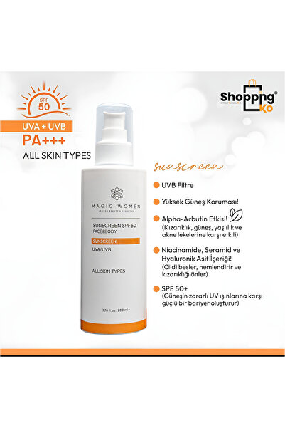 MAGİC WOMEN MAGIC WOMEN Güneş Koruyucu SPF 50 | Yüz ve Vücut İçin 200ml
