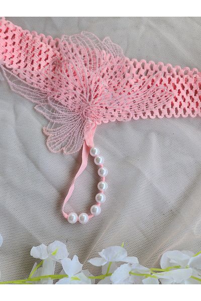 G&H UNDERWEAR String Thong Panties Salmon with Pearls