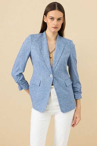 Ekol Shirred Sleeve Ornamental Cover Pocket Jacket