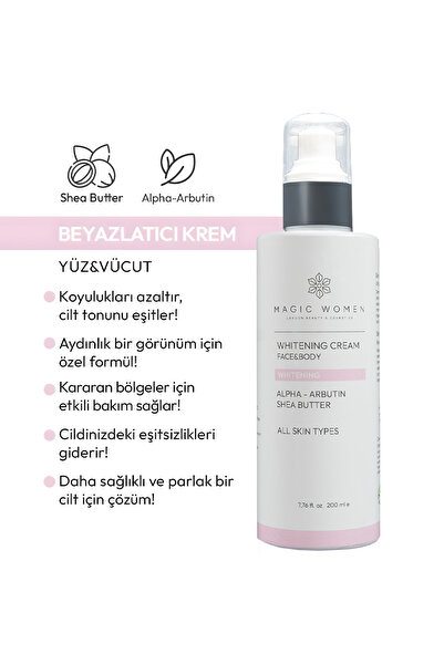 MAGIC WOMEN Beyazlatıcı Krem | Yüz ve Vücut İçin 200ml