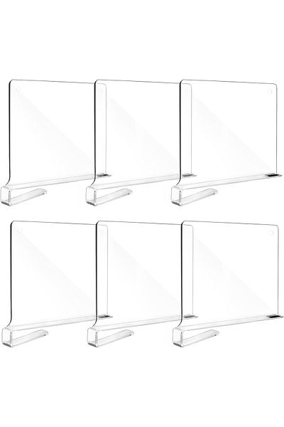 Generic 6pcs Clear Acrylic Shelf Dividers for Organization
