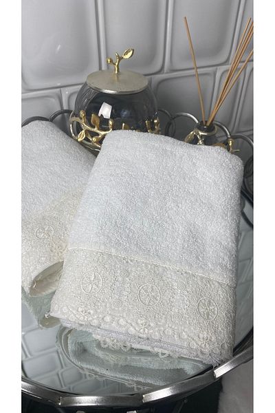 MEYN COLLECTİON 2-Piece Needlework Laced Harem Dowry Holder, Gift Hand Towel