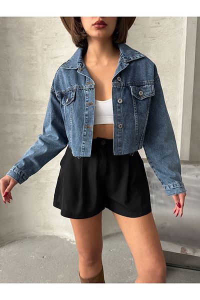 ÇEÇİM Crop Top pentru femei tăiat cu laser - Buzunar dublu, ZYN-58394