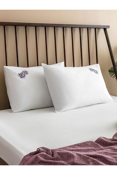LC Waikiki Λουλούδι Κεντημένη Λευκή Μαξιλαροθήκη 2 τμχ 50x70 cm 100% Βαμβάκι
