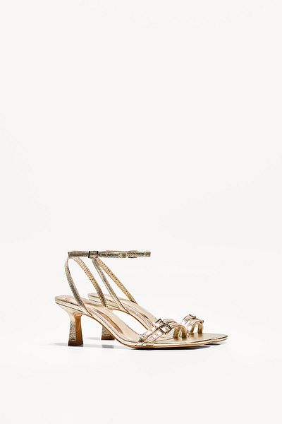 Bershka High-heel strappy sandals with ankle strap