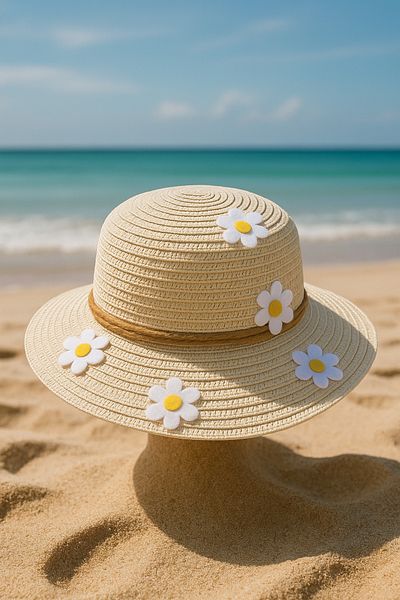 LAGRANZE Girl's Daisy Detailed Summer Straw Hat