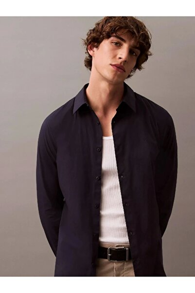 Calvin Klein LS SOLID STRETCH SLIM SHIRT Erkek MAVİ Gömlek LV04LB145G-CEF