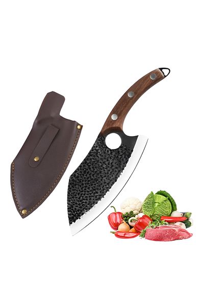 Herum Cuțit de bucătărie japonez, lamă de 18 cm, cu imprimeu, mâner din lemn, teacă inclusă, lungime totală 28 cm