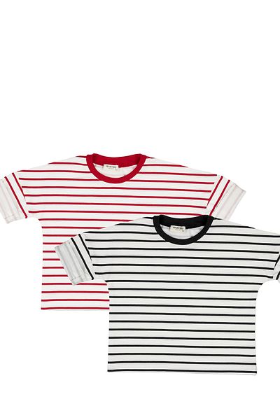 Catz Kids 2 Pack Black White Stripes and Red White Stripes T-Shirts