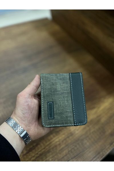 Carlino Faux Leather Men's Wallet with Denim Detail