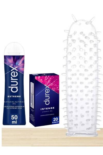 Durex Sınırsız Kullanımlık Tırtıklı Prezervatif-Extrem Süre Uzatan Kayganlaştırıcı Jel+Intense Uyarıcı Jel
