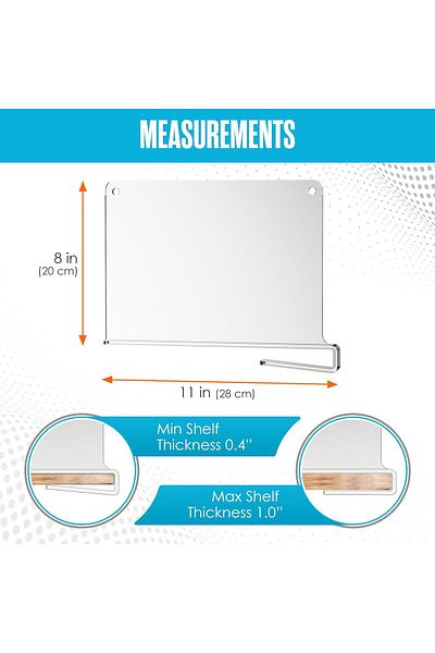 Generic Shelf Dividers, Acrylic Divider Closet Organization, Clear Shelves Separators, 8 Pack, 11"x8"