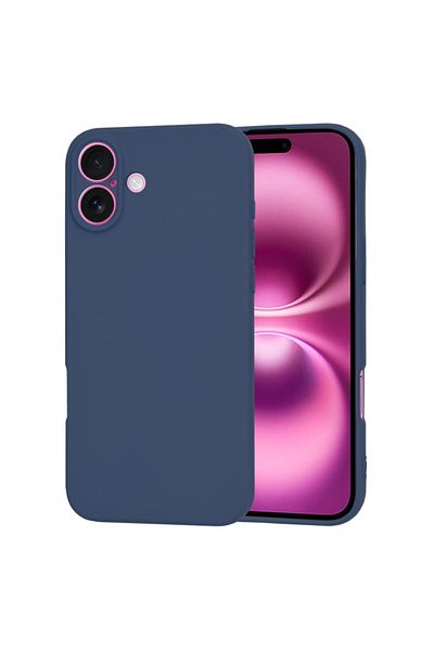 SKYDDAR INNOVATION Carcasă pentru iPhone 16 Plus, silicon catifelat, Softelegance, albastru marin, set cu autocolant