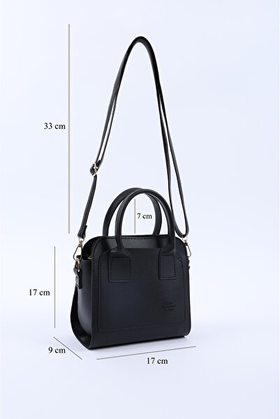 SHAKA Black Shk219 Faux Leather, Zippered, Two Compartments, Adjustable Strap, Hand, Arm and Shoulder Bag