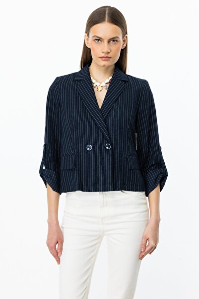 Ekol Kolu Apoletli Çizgili Ceket