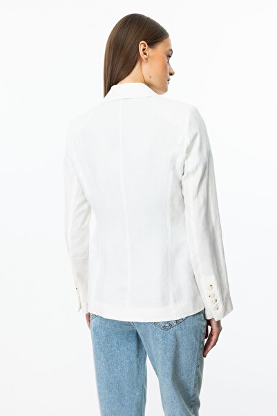 Ekol Double Breasted Collar Linen Jacket