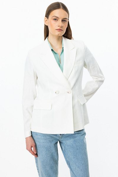 Ekol Double Breasted Collar Linen Jacket