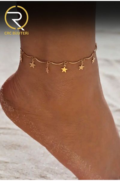 Crc Bijuteri Gold Plated Star Motif Anklet