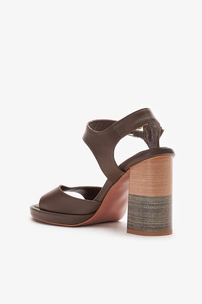 Louis Cardy Caliso Brown Genuine Leather Women's Heeled Shoes