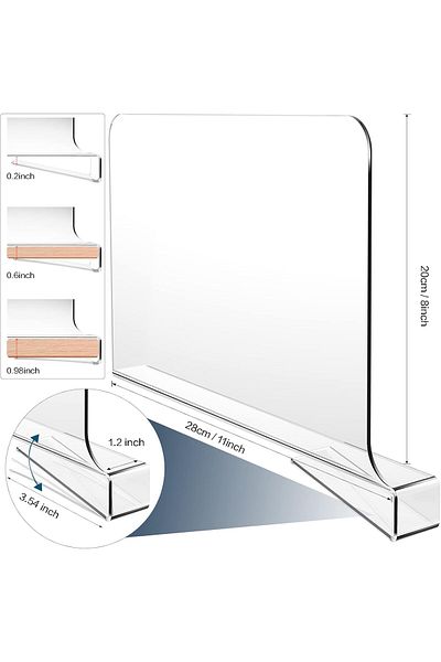 Generic 8PCS Acrylic Shelf Dividers for Closets Organization, Clear Closet Wardrobe Separator