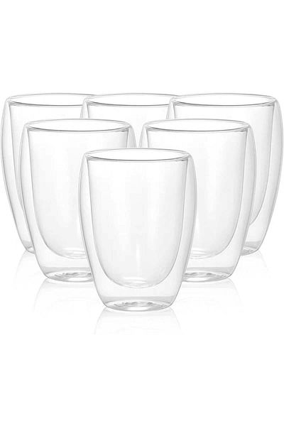 Quasar & Co. Set of 6 double-walled glasses, Quasar & Co.®, heat-resistant, 350 ml, glass, transparent