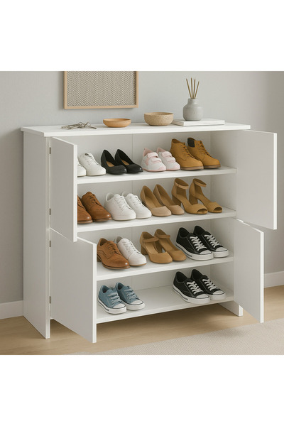 RENGİBİZ Rengibiz Mitra 4 Kapaklı Ayakkabılık Raflı Ayakkabılık 4 Bölmeli Ayakkabılık