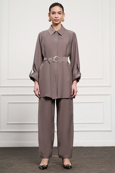 Nuss Belt Detail Trouser Suit 1050 Brown