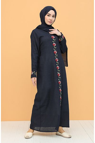 sefamerve Πανί Φόρεμα Navy Blue Şile - 0043-02