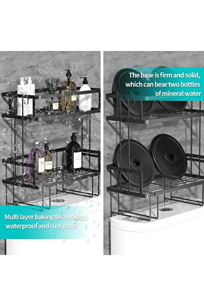 Quasar & Co. Quasar & Co.® toilet storage shelf, metal, 31.8x15.6x35.5 cm, black