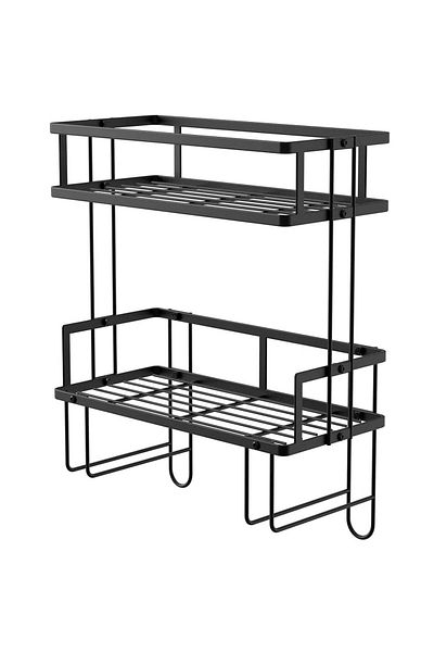 Quasar & Co. Storage Shelf Over the Toilet Basin, Metal, 31.8x15.6x35.5 Cm, Black