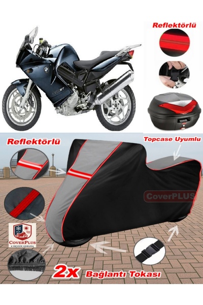 CoverPlus Bmw F 800 Tarpaulin Topcase Compatible Motorcycle Tarpaulin (Grey-B...