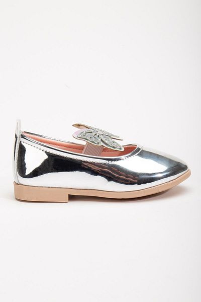 Cici Bebe Ayakkabı Belle Silver Butterfly Girl's Ballerina Ballet