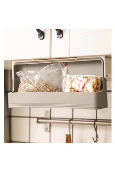 OEM Hanging spice organizer, self-adhesive, with plastic jars, Grey/White, 32 x 13 x 13 cm
