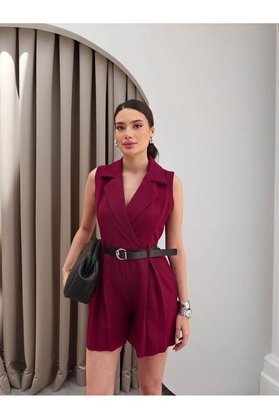 ESRAHELVACI Double Breasted Belted Shorts Jumpsuit
