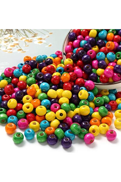 OZN AKSESUAR Karışık Renkli Boncuk, Emzik zinciri Ahşap Boncuk, Kuş Süsü Boncuk Süsleme Boncuk 10mm (50gr-170adt)
