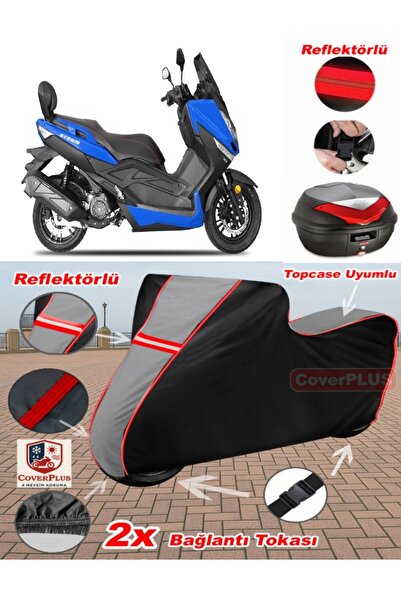 CoverPlus Yuki T9 Strom 125 Canva Topcase متوافق مع القماش المشمع للدراجات ال...
