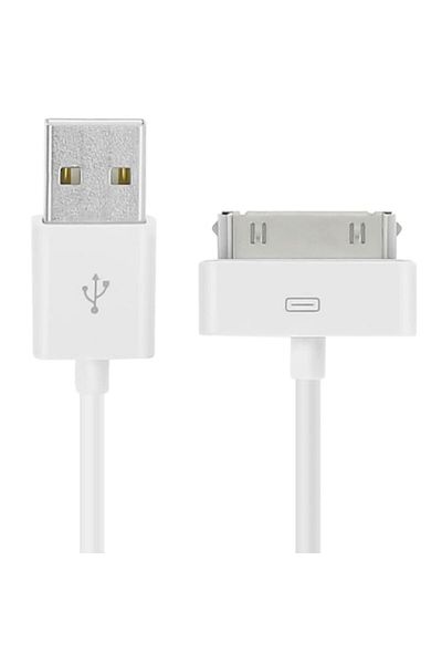 SmartGSM Charging and Data Transfer Cable for Apple Iphone, 30 Pin Wide Plug, 1 M, White