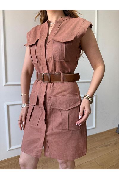 Size Özgü Rochie de in cu centura de gresie