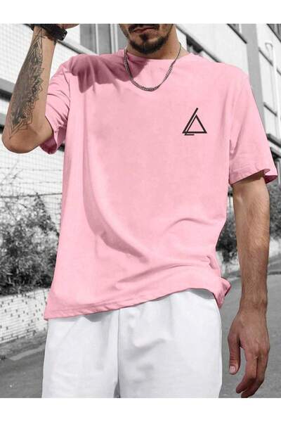 Gollinger Tricou pentru bărbați cu imprimeu triunghiular și guler tip crewneck
