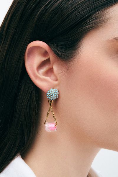 Mon Reve Azzure Bonbon Turquoise Glass Bead Pierced Earrings