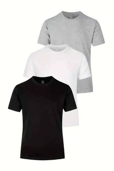 Tarz Cool Ανδρικό Λευκό-Μαύρο-Γκρι 100% βαμβακερό πακέτο με 3 μπλουζάκια