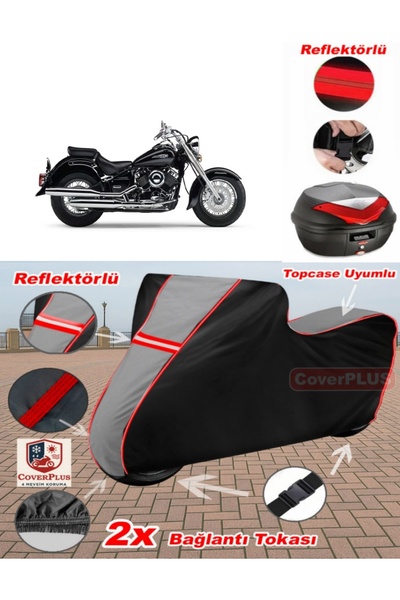 CoverPlus Yamaha XVS 650 A Canvas Topcase متوافق مع القماش المشمع للدراجات ال...