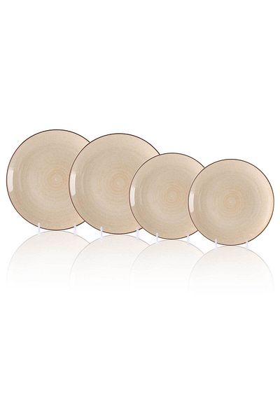 VAV GET 4-Piece Spiral Dinnerware Set – 2 Dinner 26cm Plate & 2 Appetizer 20cm Plate for 2 People.