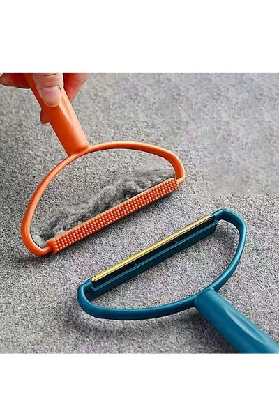 Lazy Paws Blue & Orange Double Sided - Cat Dog Hair Feather Cleaner Comb - Carpet Lint Dust Collector
