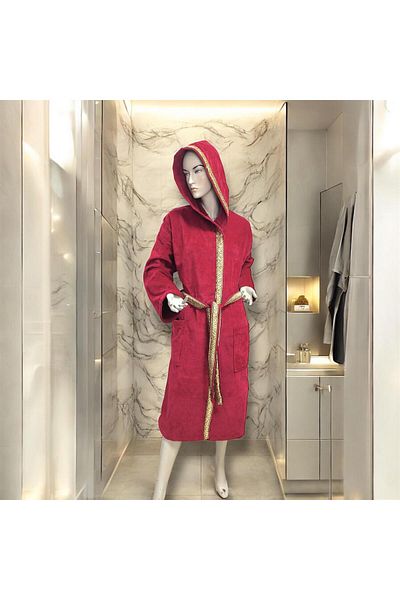 MYSOFTHOME Bathrobe Velvet Hooded Special Design Striped